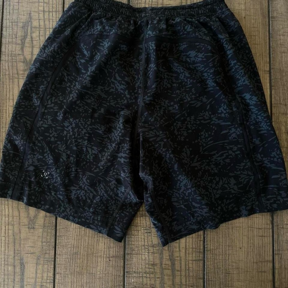 lululemon athletica Black Patterned Athletic Shorts with liner